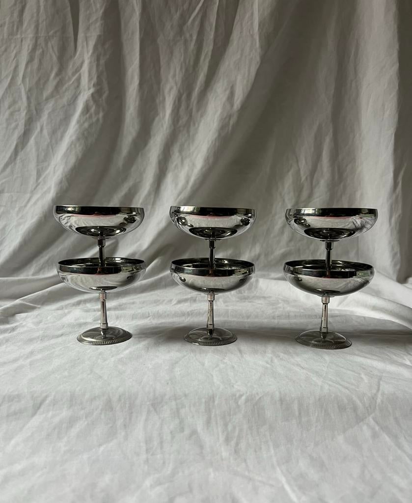 Vintage RVS ijscoupes Letang & Remy | dessert bistro coupes, Ophalen, Overige materialen, Overige stijlen, Overige typen