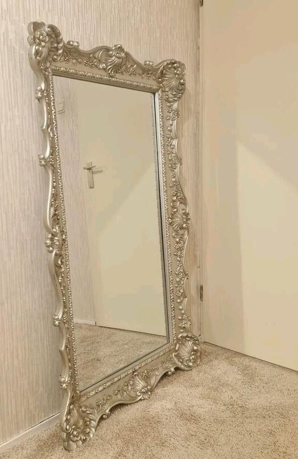 Grote Barok Spiegel Zilver - Klassiek & Elegant, Huis en Inrichting, Woonaccessoires | Spiegels, Ophalen, Zo goed als nieuw, 75 tot 100 cm