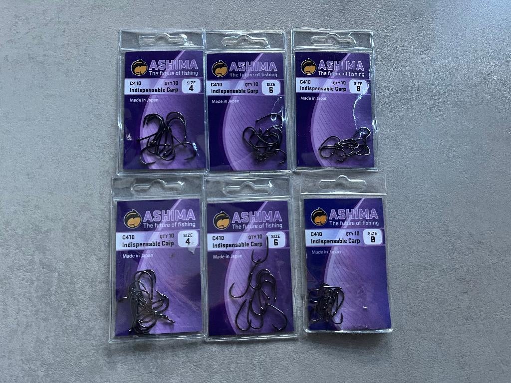 adv 220 / NIEUW serie 6 pakjes karperhaken ASHIMA C410, Ophalen of Verzenden, Nieuw, Haak