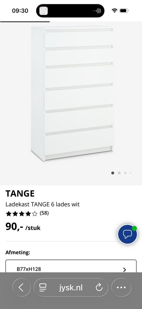 Ladekast Tange Jysk, Huis en Inrichting, Ophalen, Overige materialen, 5 laden of meer, 100 tot 150 cm