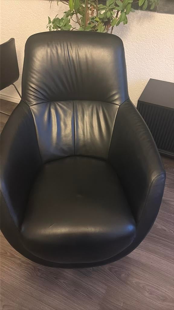 Draai fauteuil leer, Huis en Inrichting, Fauteuils, Gebruikt, Ophalen of Verzenden, 50 tot 75 cm, Leer