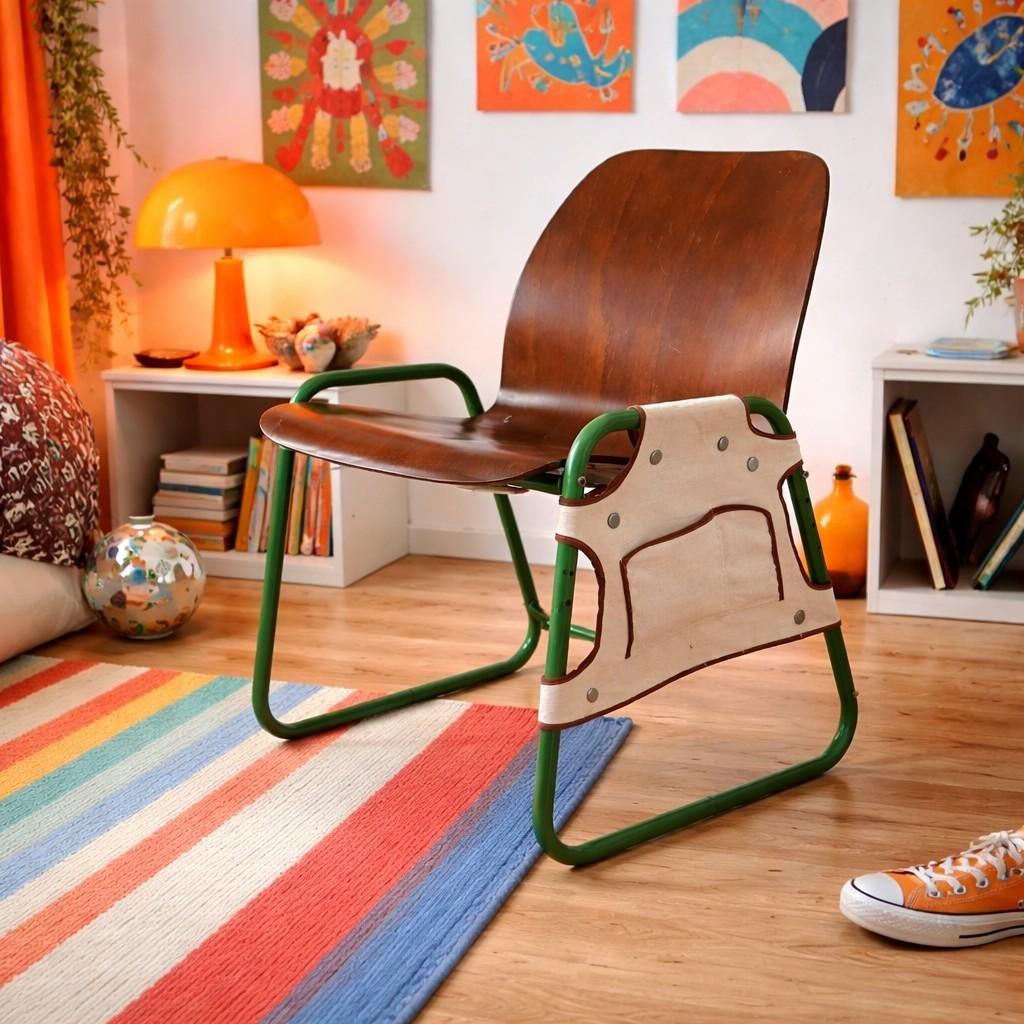 Vintage jaren '70 tiener bureaustoel, in hoogte verstelbaar, Kinderen en Baby's, Kinderstoelen, Ophalen, Gebruikt, Meegroeistoel