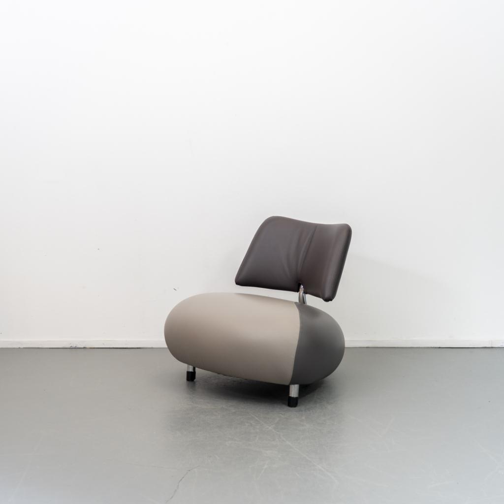 1x Leolux Pallone Fauteuil Donker-/Lichtgrijs/Bruin - Chroom, Niet ingevuld, Niet ingevuld, 75 tot 100 cm, Ophalen of Verzenden