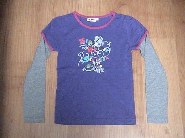 Leuk paars met grijs shirt met applicatie van tekst en bloem, Ophalen of Verzenden, Gebruikt, Meisje, Shirt of Longsleeve