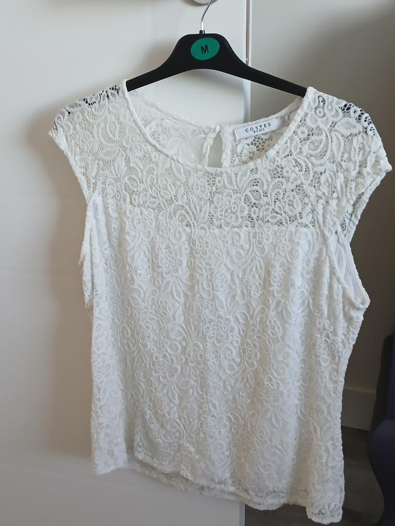 Witte blouse, gevoerd. Maat L, Ophalen of Verzenden, Gedragen, Maat 38/40 (M), Wit