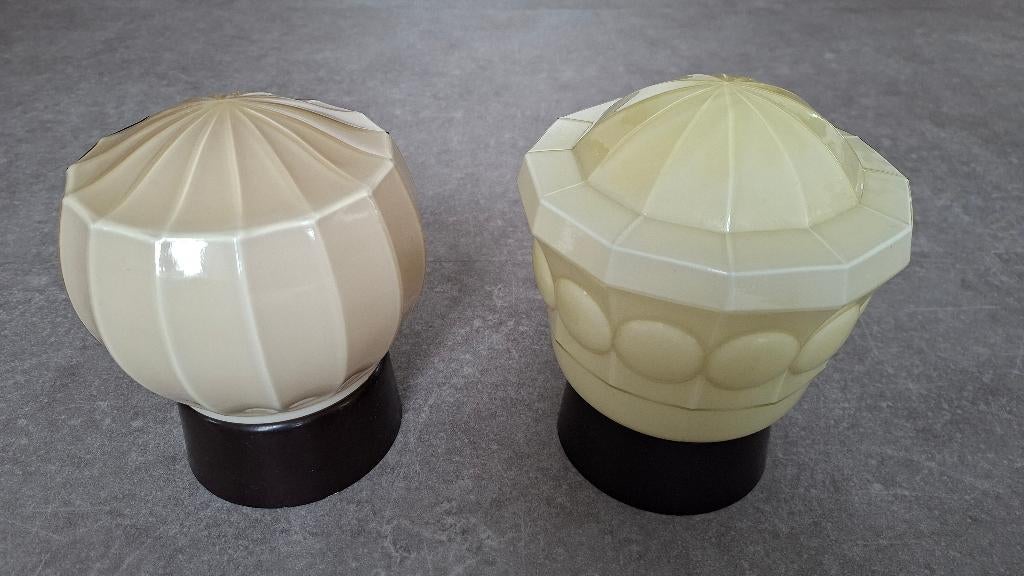 Set vintage lampen, Huis en Inrichting, Lampen | Hanglampen, Gebruikt, Jaren 30, Ophalen of Verzenden, Glas