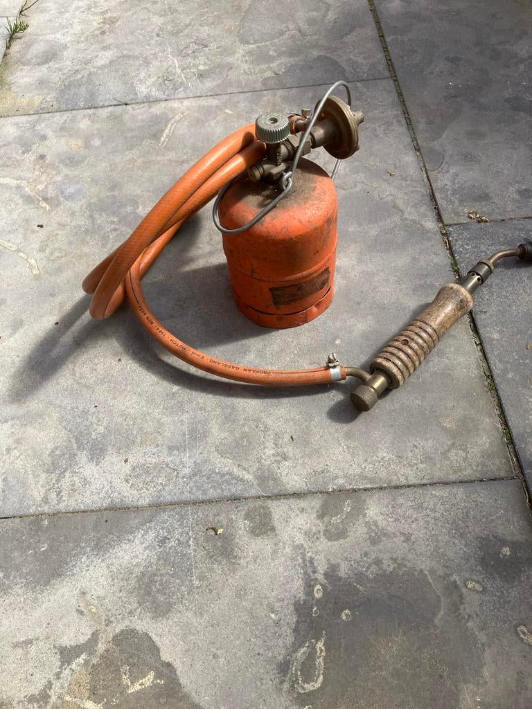 Vintage propaanbrander met gasfles en slang, Doe-het-zelf en Verbouw, Gereedschap | Handgereedschap, Ophalen, Gebruikt