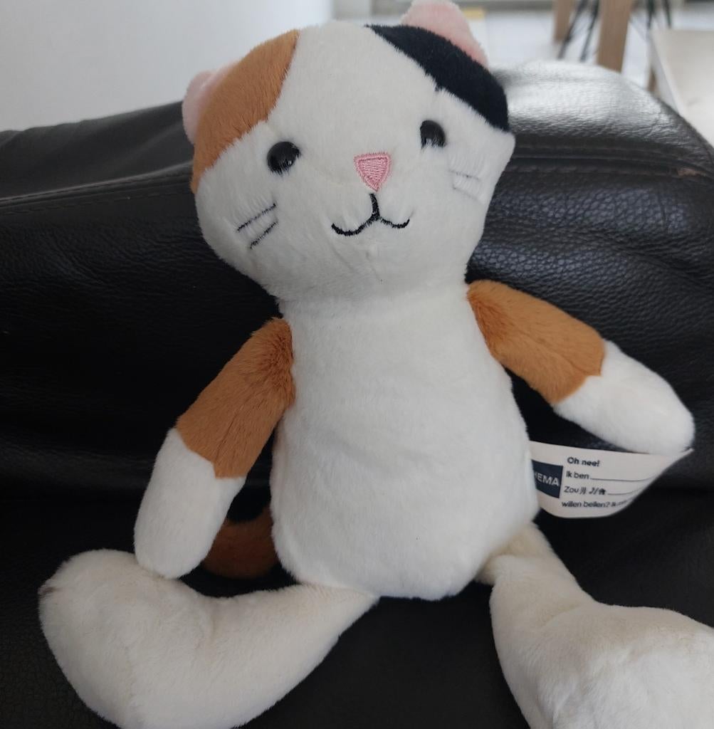 Hema Kat Knuffel - Zacht en Speels, Hema, Ophalen of Verzenden, Meerkleurig, Met label