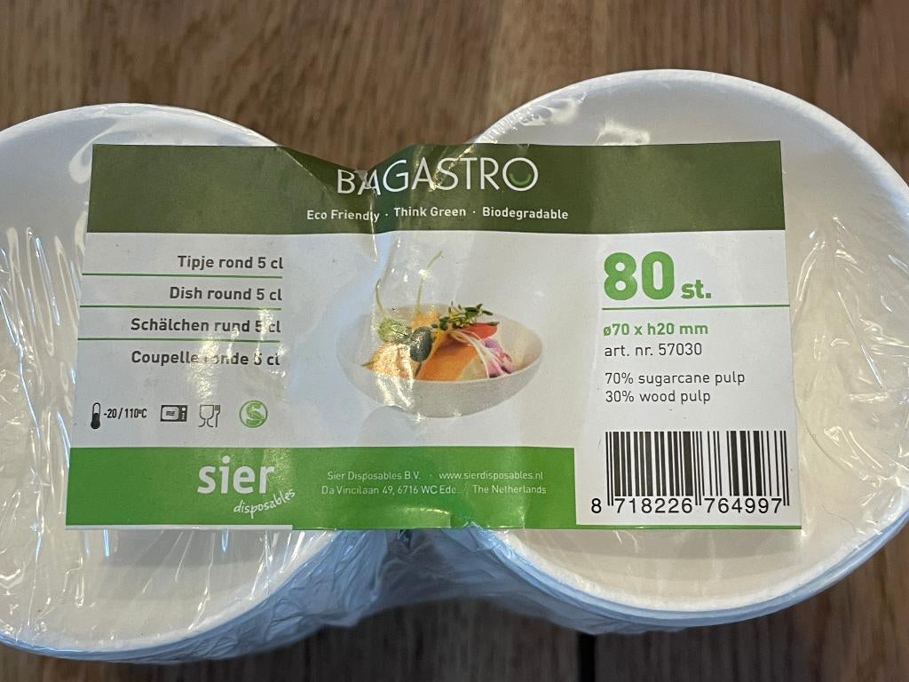 D468 Bagastro tipje rond 5 cl 50 ml Nieuw Wegwerp Schaaltjes, Ophalen of Verzenden, Nieuw