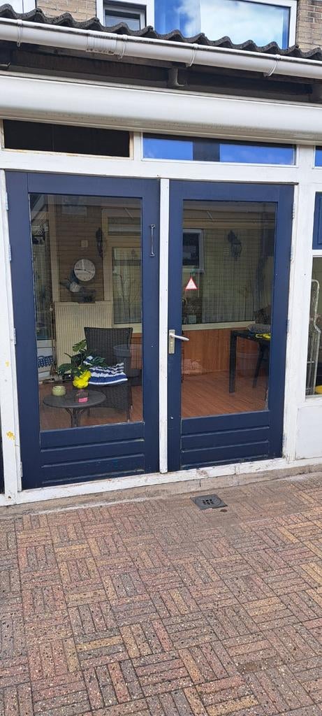 Twee openslaande deuren en achterdeur met kozijnen, Doe-het-zelf en Verbouw, Ophalen of Verzenden