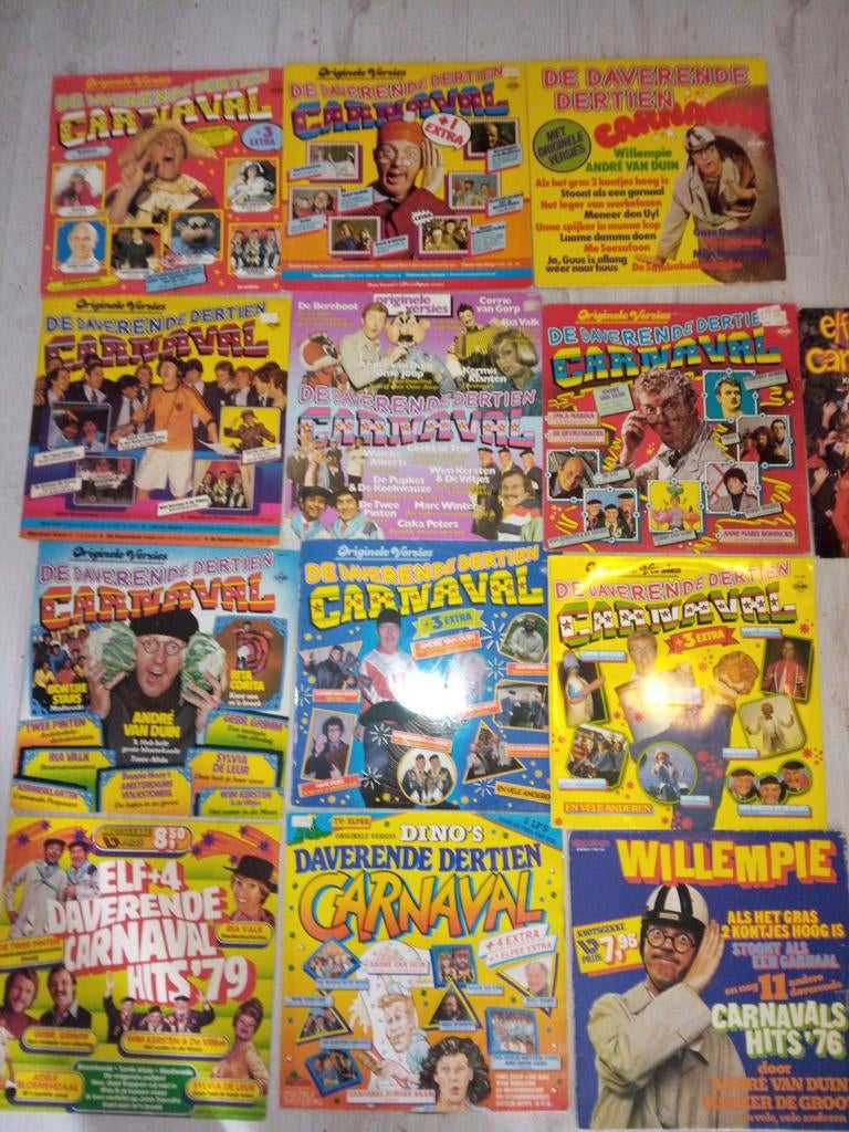 De Daverende Dertien Carnaval platen 13 stuks totaal, Ophalen of Verzenden