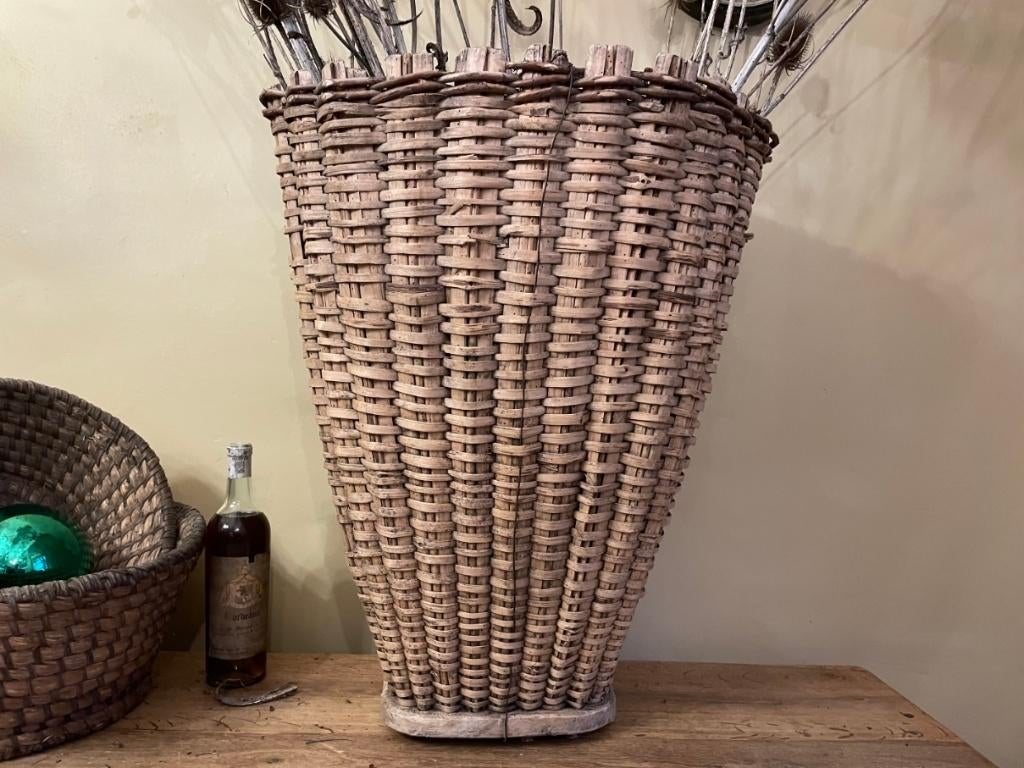 Mooie oude plukmand Korf Druivenmand Riet Frans antiek, Ophalen of Verzenden