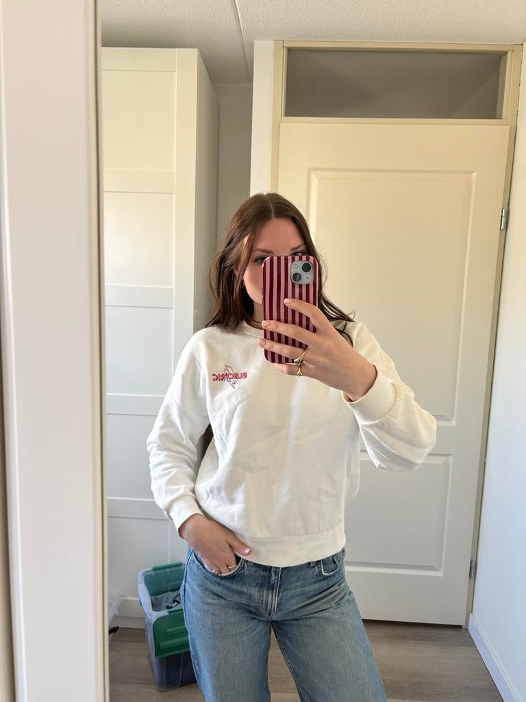 Witte Sweater met Print, Kleding | Dames, Truien en Vesten, Ophalen of Verzenden, Zo goed als nieuw, Maat 36 (S), Wit