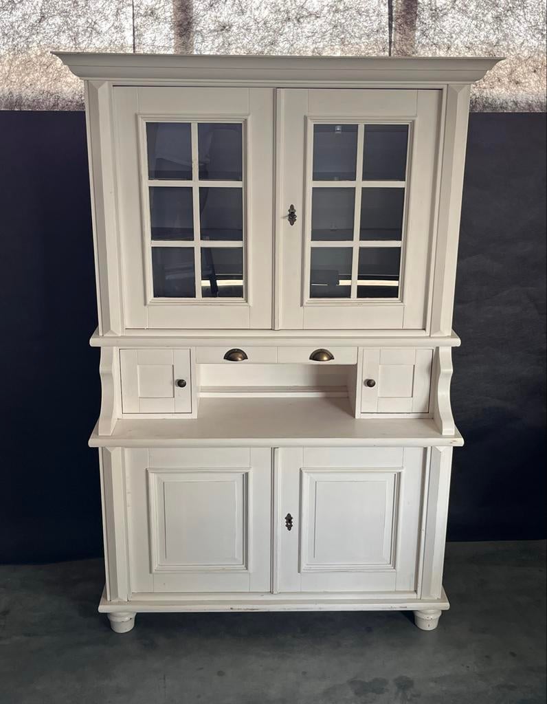 Landelijke/brocante buffetkast met paneeldeuren, Ophalen, Gebruikt, 100 tot 150 cm, 200 cm of meer