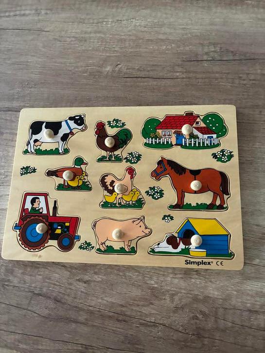 Houten knopjes puzzels, Ophalen of Verzenden, Minder dan 10 stukjes, Zo goed als nieuw, 6 maanden tot 2 jaar