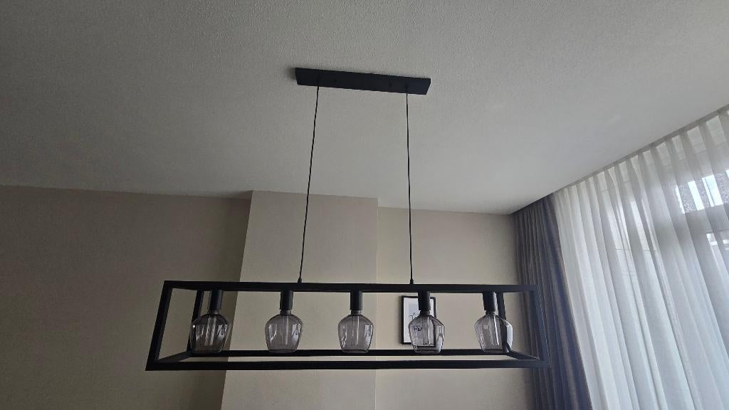 Hanglamp Cubic Strak 5 Lichts (incl. Lampen!), Ophalen, Zo goed als nieuw, Metaal, Modern