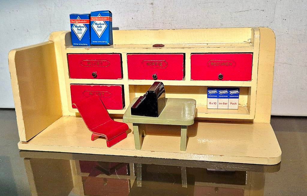 Antiek houten Okwa poppenhuis winkeltje vintage jaren 50, Ophalen of Verzenden