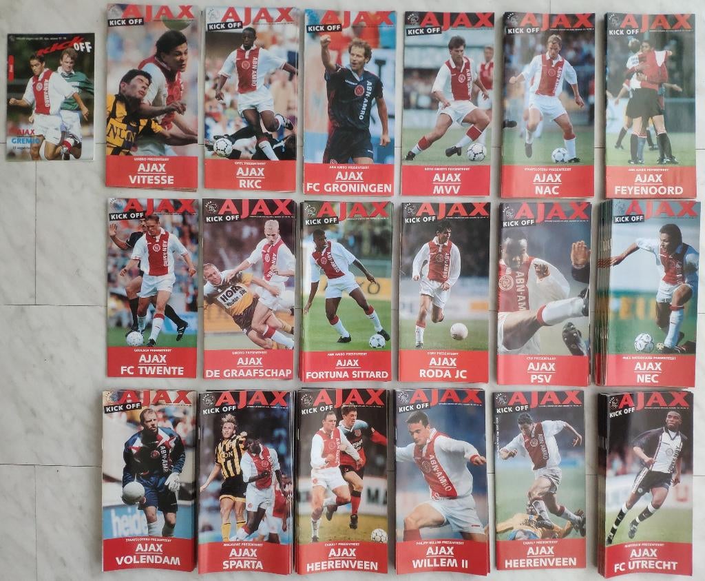 Veel Ajax Kick Off programmaboekjes 1996 1997 1998 1999, Verzamelen, Ophalen, Zo goed als nieuw, Ajax, Boek of Tijdschrift