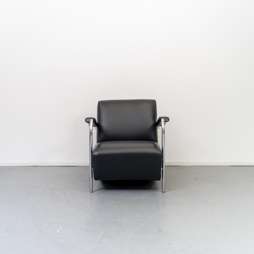 4x Leolux Scylla Fauteuil Laag Zwart Leder - Chroom, Niet ingevuld, Niet ingevuld, 75 tot 100 cm, Ophalen of Verzenden