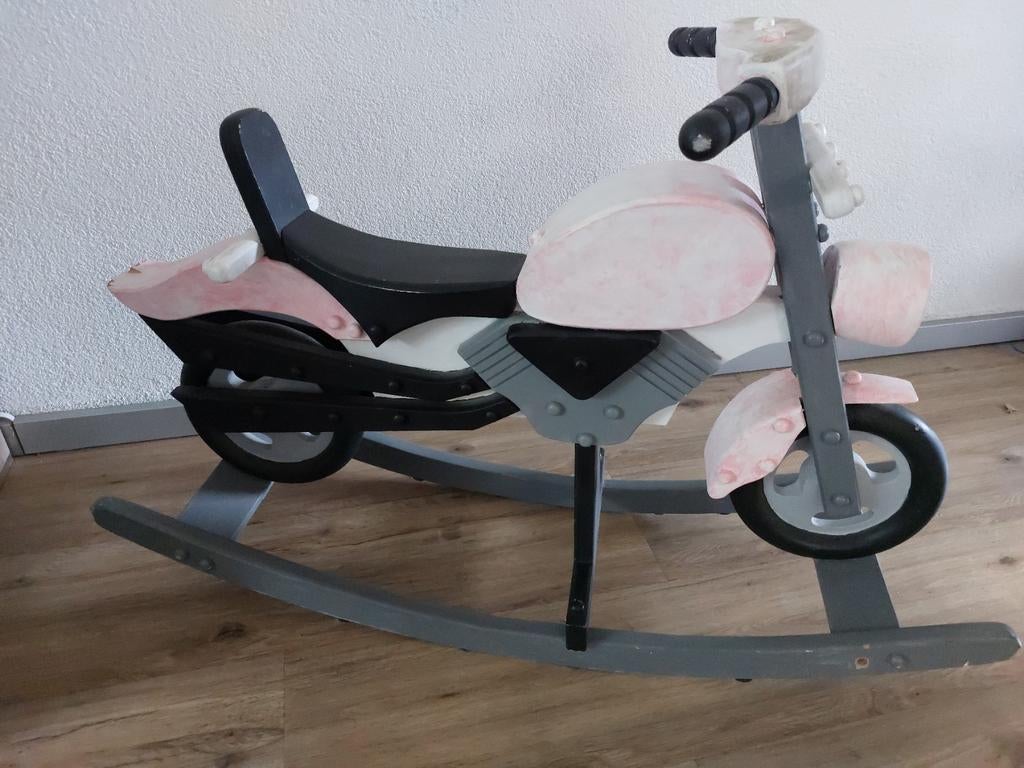 Houten hobbel Motorfiets Roze/Grijs, Ophalen, Gebruikt, Jongen of Meisje