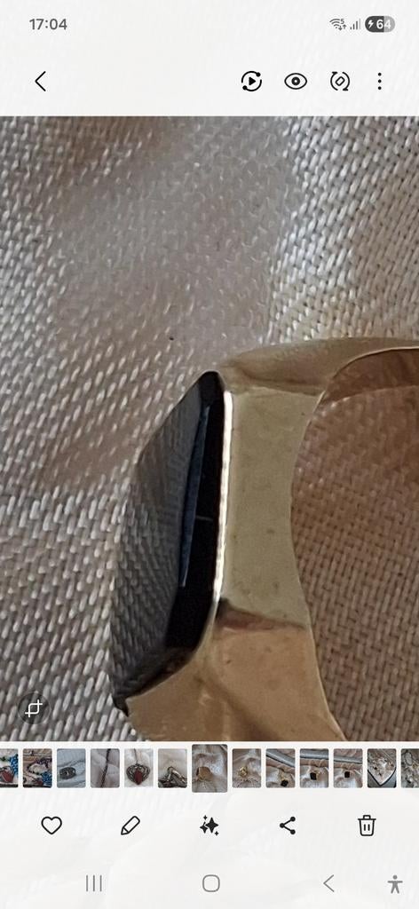 Antieke zegelring 14 karaat goud.maat 21, Verzenden, Goud