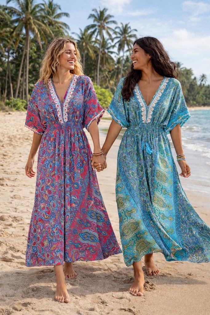 Unieke ibiza partij 10 zijden boho jurken, Kleding | Dames, Ophalen of Verzenden, Nieuw, Maat 38/40 (M), Onder de knie