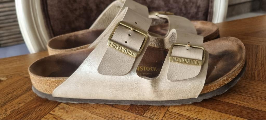 Birkenstock sandalen maat 40, Wit, Gedragen, Birkenstock, Sandalen of Muiltjes