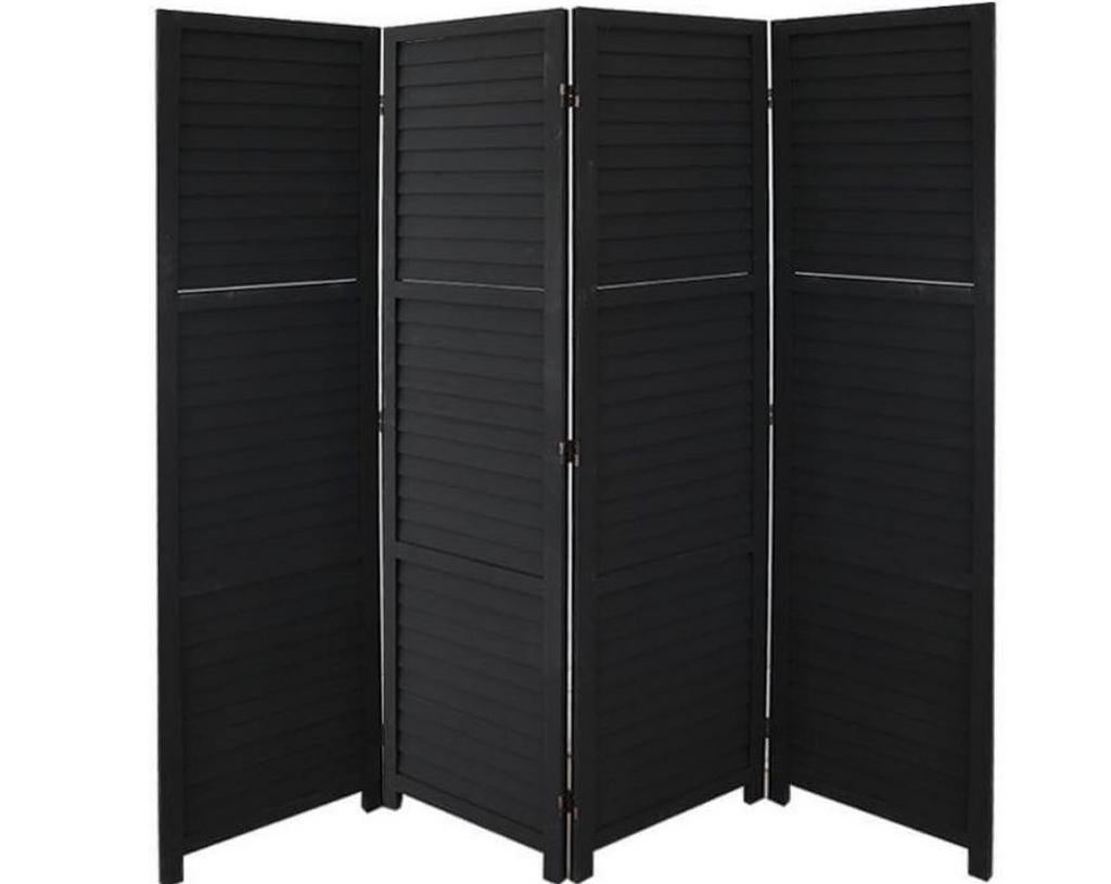 2 x  Kamerscherm 4 panelen zwart hout 170x160cm, Ophalen, Nieuw