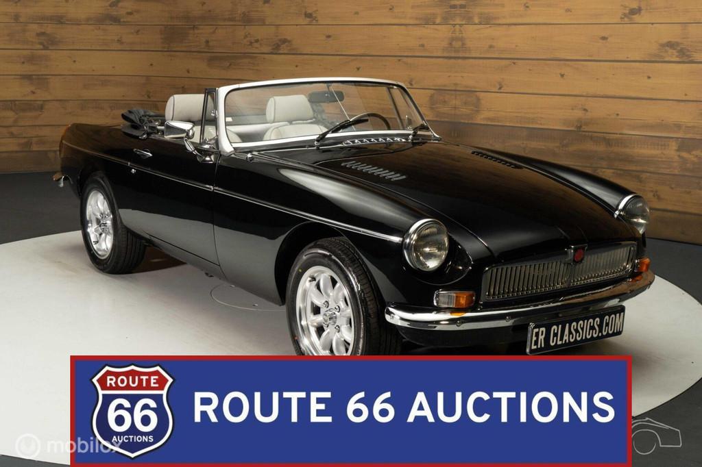 MG MGB V8 Cabriolet | 1980 | Route 66 Auctions, Auto's, Overige carrosserieën, Zwart, Bedrijf, Handgeschakeld