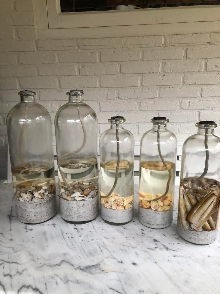 5 olielampen, gevuld., Ophalen, Zo goed als nieuw