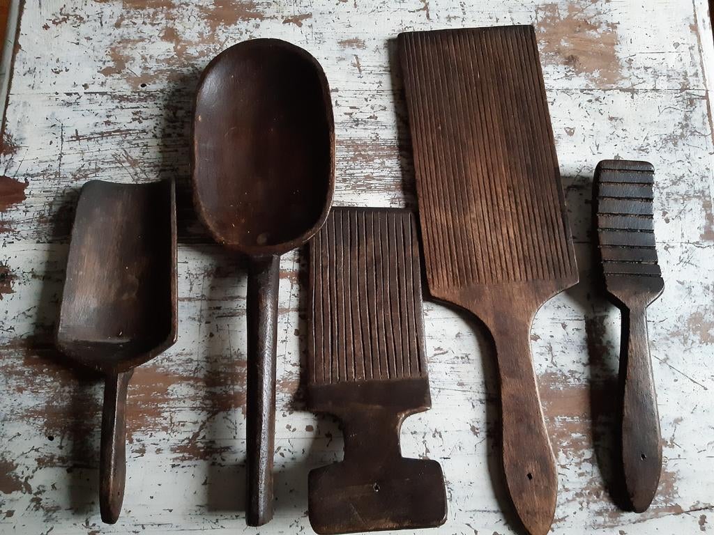 Keukengerei hout boterschraper,schepje,lepel sleets sober,,, Ophalen of Verzenden