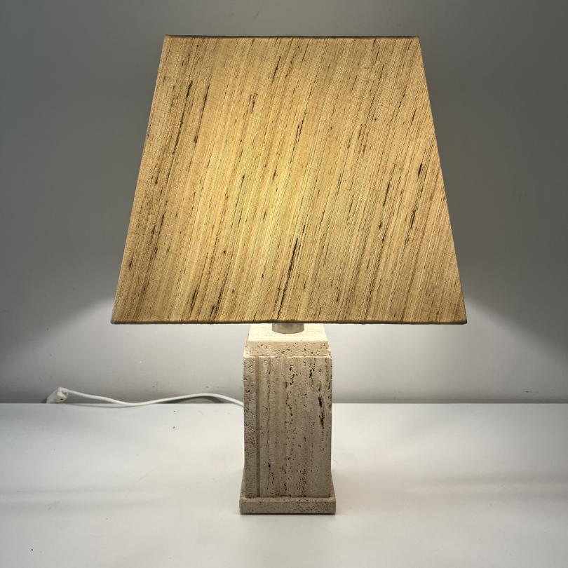 Vintage travertin tafellamp met rechthoekige voet, Ophalen, Overige materialen, Gebruikt, 50 tot 75 cm