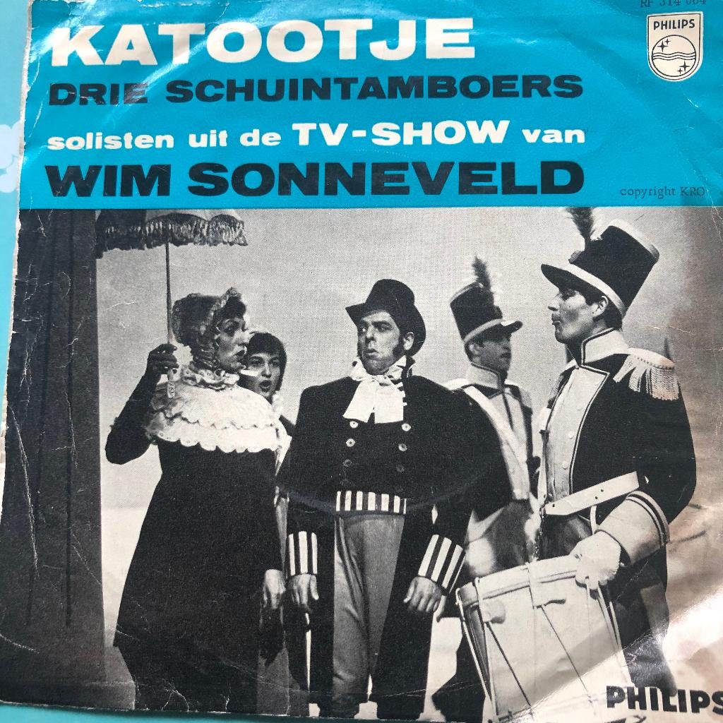 Single Wim Sonneveld, drie schuintamboers en Katootje, Gebruikt, 7 inch, Single, Ophalen of Verzenden