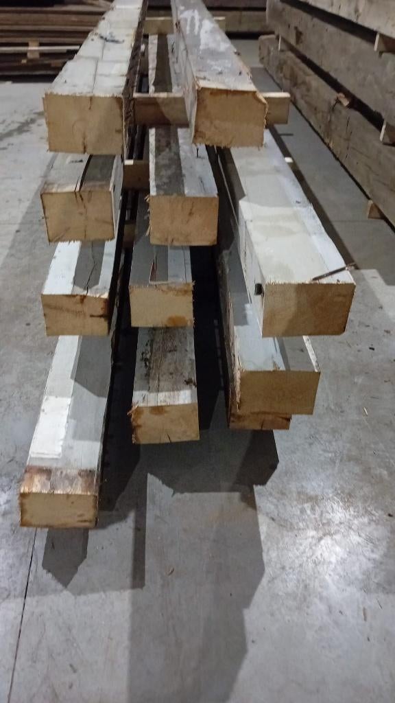 Gebruikte grenen balken 16 x 21 x 450/510, Ophalen, Gebruikt, Grenen, Balk