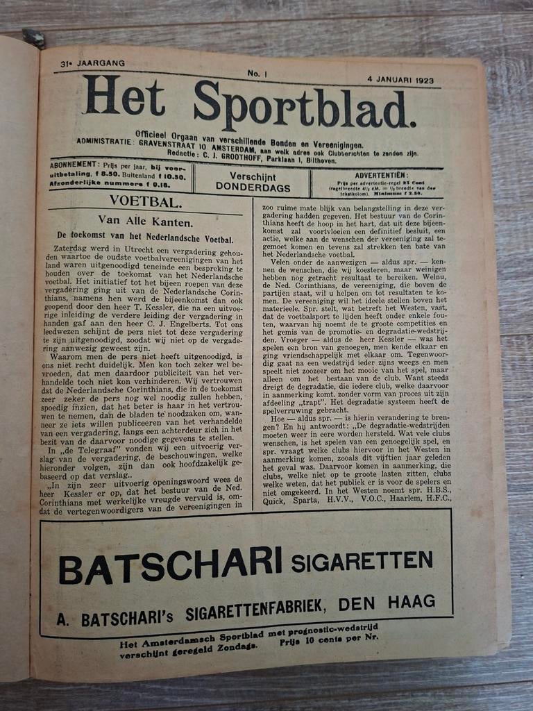 Het Sportblad ingebonden tot augustus 1923, Verzenden, Gelezen