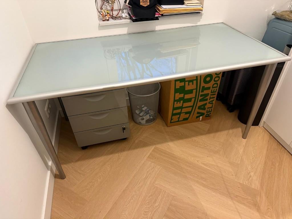 Ikea tafel glas, Ophalen, Gebruikt, 100 tot 150 cm, 50 tot 100 cm