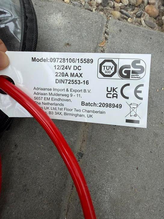 Startkabels 12/24V DC 220A MAX, Auto diversen, Jumpstarters, Ophalen of Verzenden, Gebruikt