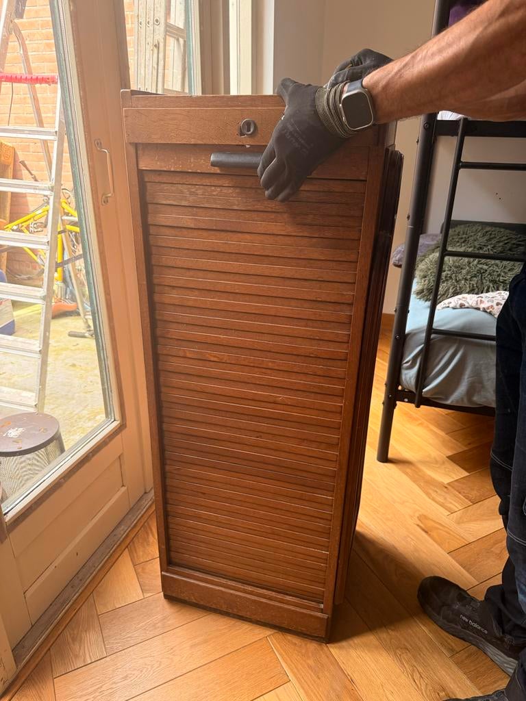 Vintage houten rolluikkast archiefkast tambourkast, Ophalen