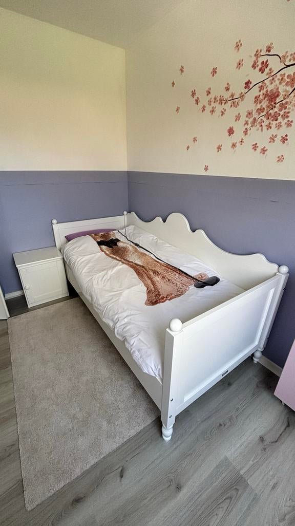 Bopita Belle bed 90x200 incl nachtkastje en nette matras, Ophalen, 85 tot 100 cm, Gebruikt, Lattenbodem