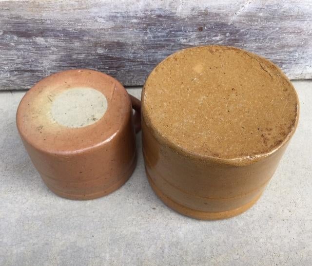 Set antieke grès potten bruin / mosterd kleurig, Antiek en Kunst, Ophalen of Verzenden