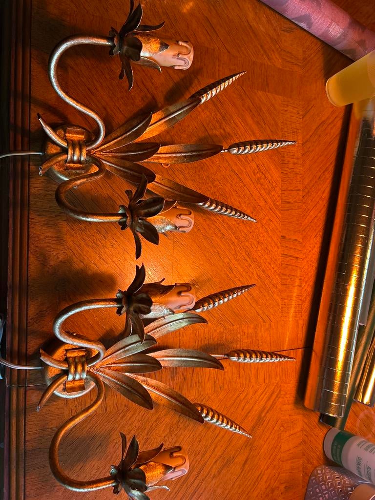 Vintage Wandlampen Set hans Kögl goud korenaren, Ophalen, Gebruikt, Metaal