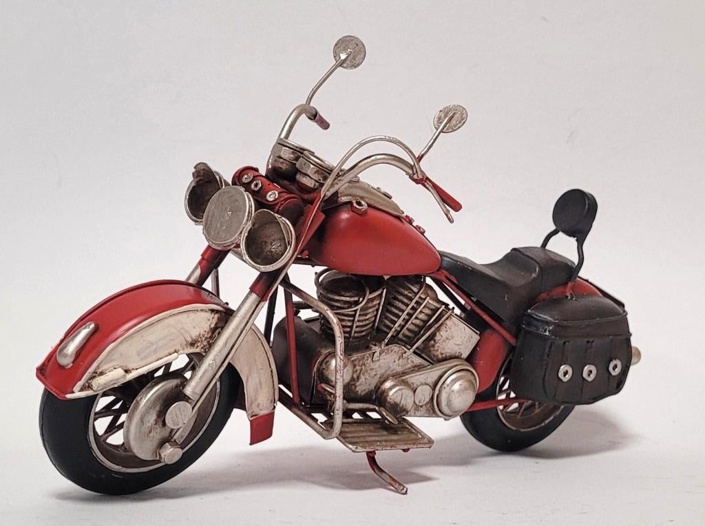 Motorcycle motor rood miniatuur van metaal blikken model