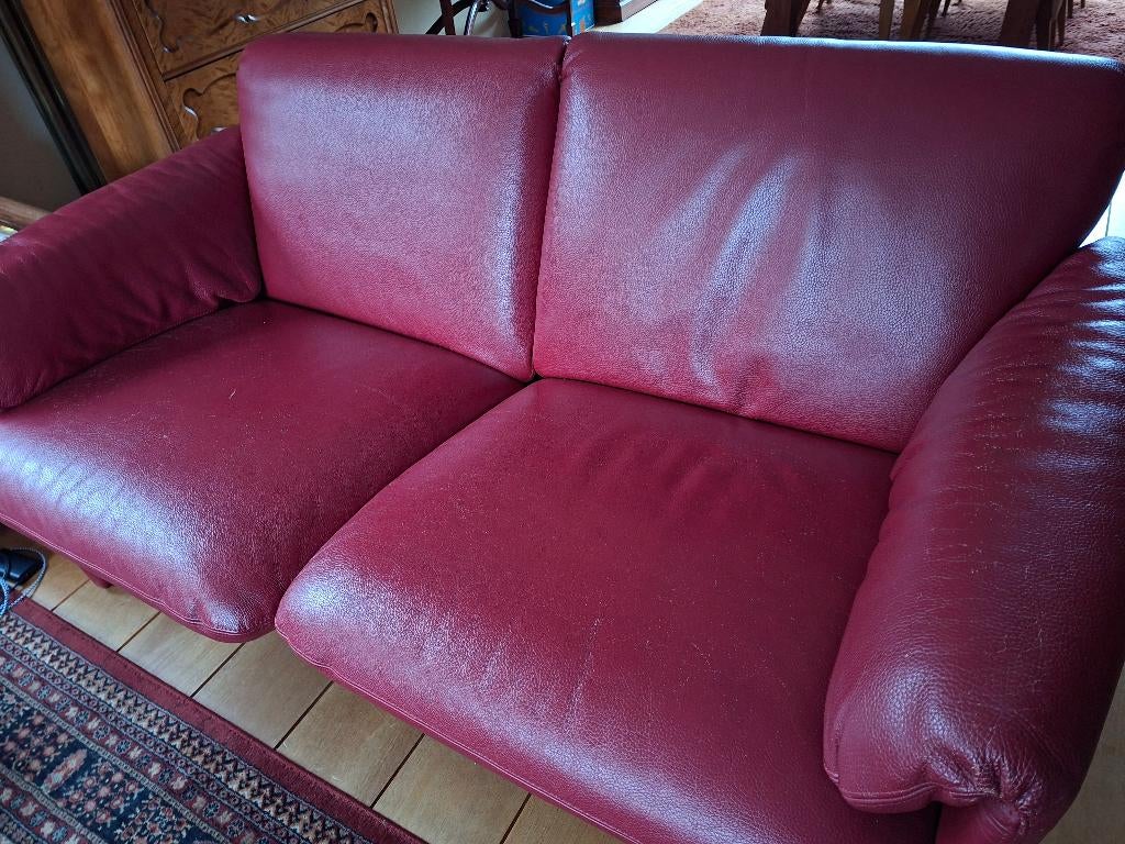 Gratis: rode tweezitsbank Bora Bora Leolux, Ophalen, Gebruikt, Minder dan 75 cm, 150 tot 200 cm