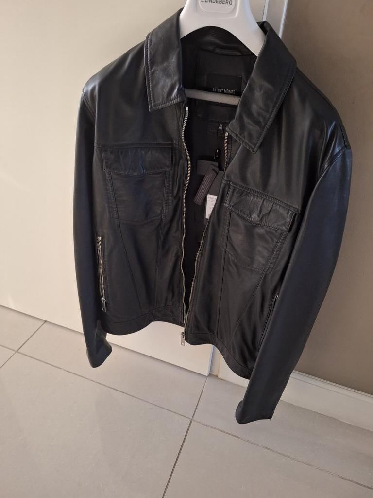 Antony Morato leather jacket kraag maat 54 XXL, Ophalen of Verzenden, Nieuw
