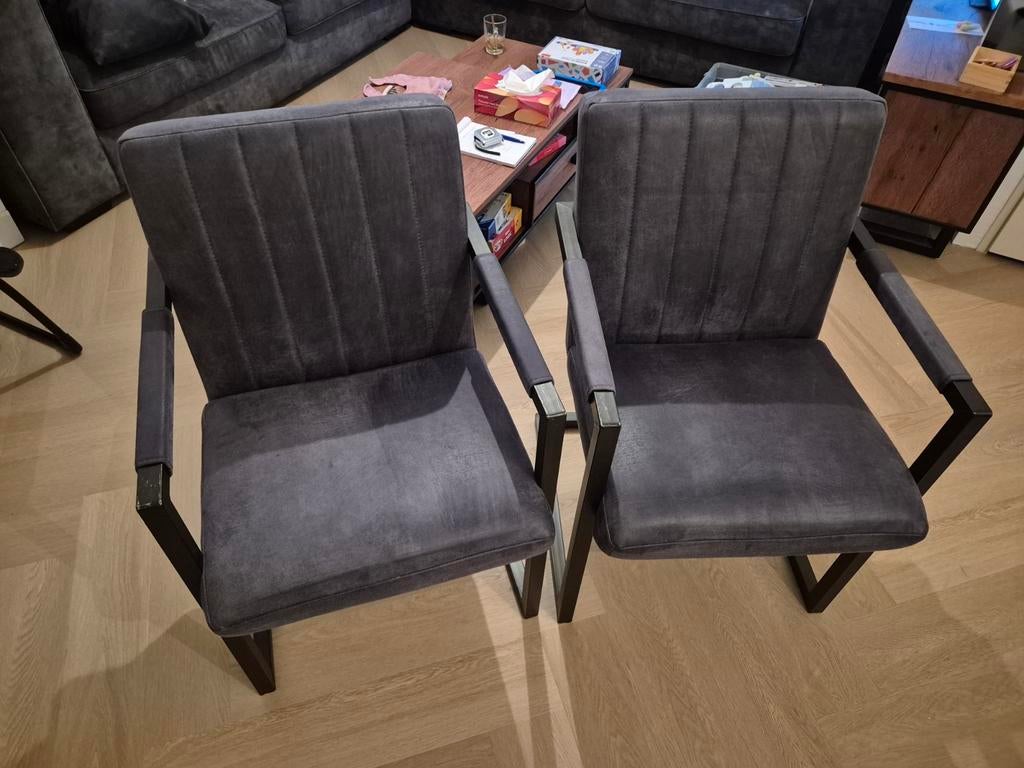 8x InHouse stoel, staal met micro leder. Per 2 mogelijk., Ophalen, Gebruikt, Blauw, Leer