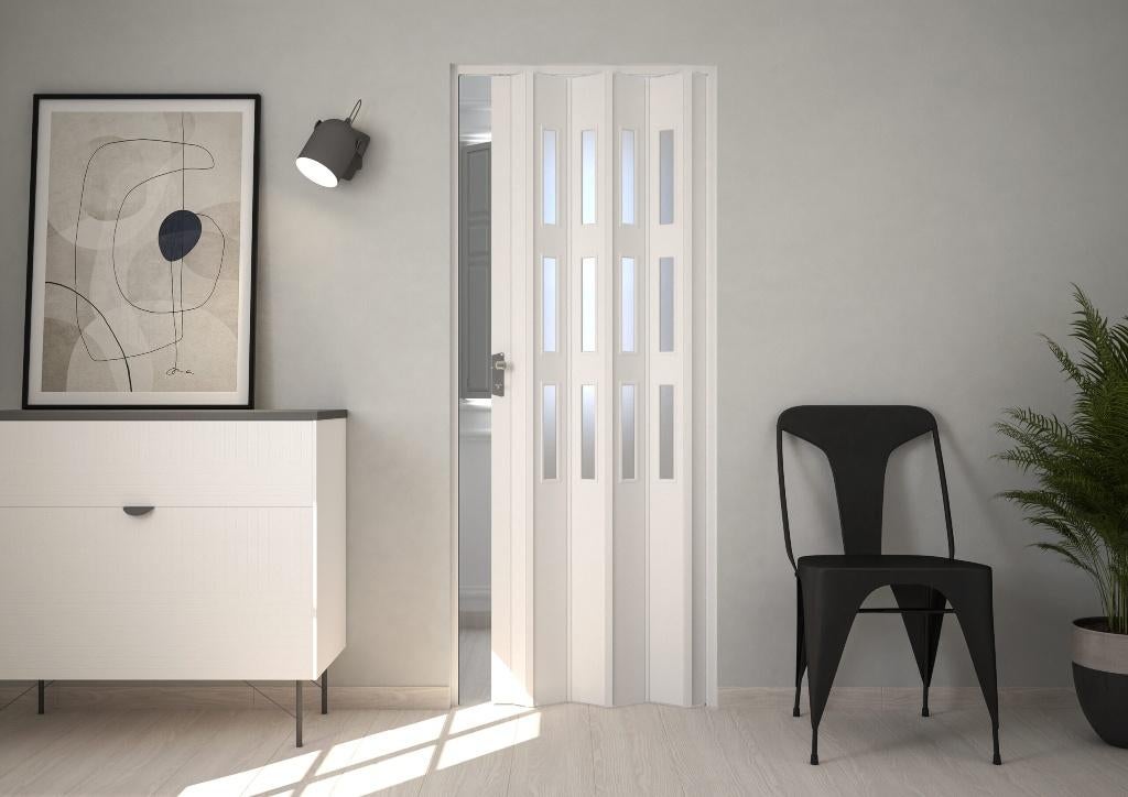 Fortesrl Luciana vouwdeur met glas in 9 kleuren BxH 88.5x214, Huis en Inrichting, 200 cm of meer, Wit, Nieuw, 50 tot 100 cm