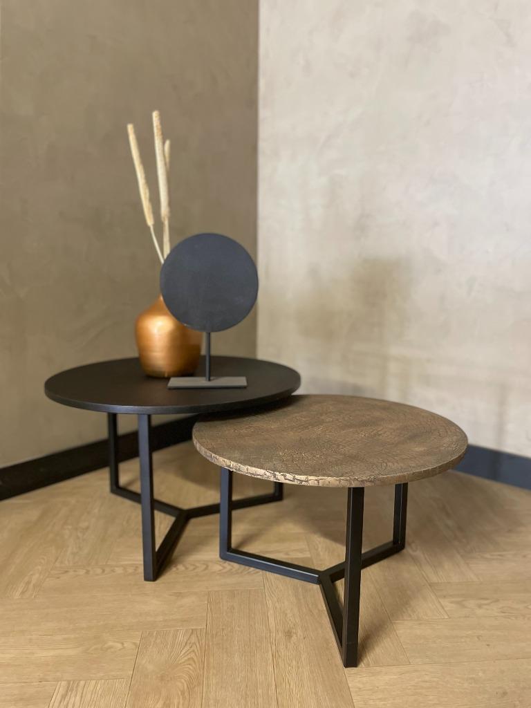 Zwart eiken en goud salontafelset | crocostructuur