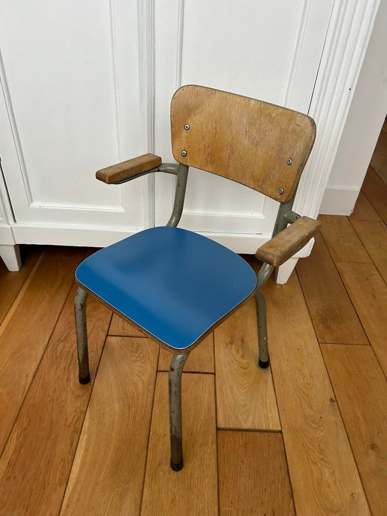 Vintage Tubax kinderstoel uit 1965, Gebruikt, Blauw, Vintage, Ophalen of Verzenden