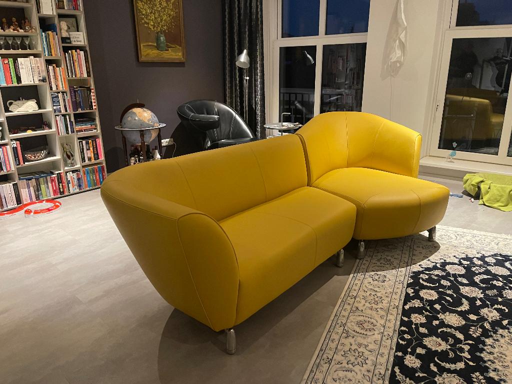 Leolux Pupilla design bank  Leder  -  Refurbished, 250 tot 300 cm, 100 tot 125 cm, Design, Hoekbank