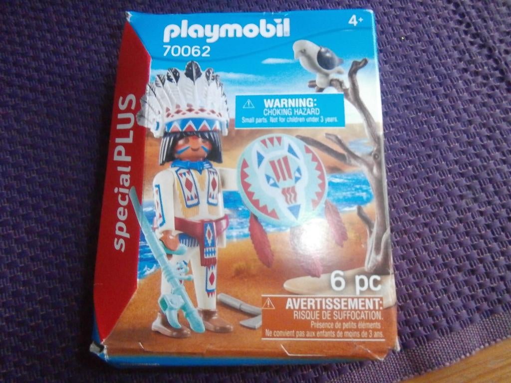 playmobil indiaan met attributen 70062 opperhoofd indianen, Ophalen of Verzenden, Nieuw, Complete set